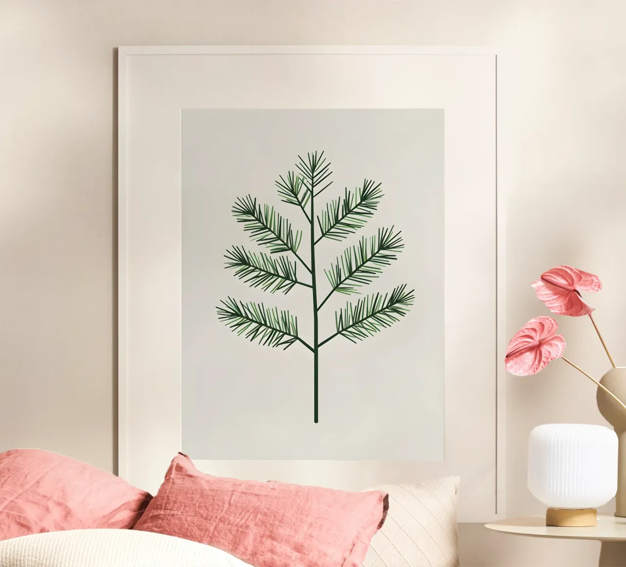 Ramo dei pini poster con telaio in legno da The Green Room