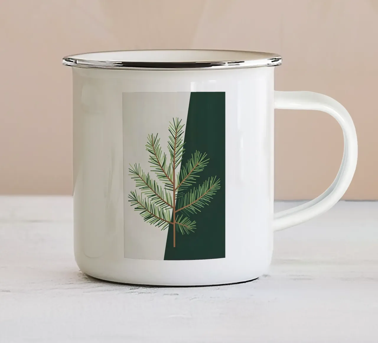 Ramo dei pini tazza in smalto da Botanical Gallery
