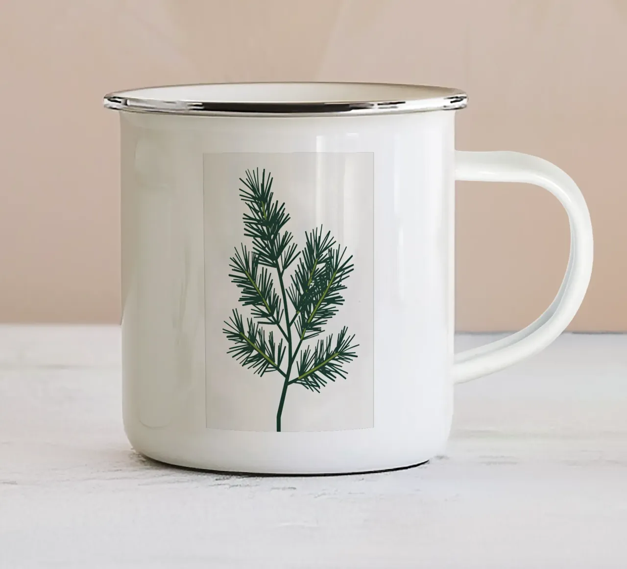 Ramo dei pini tazza in smalto da Botanical Gallery