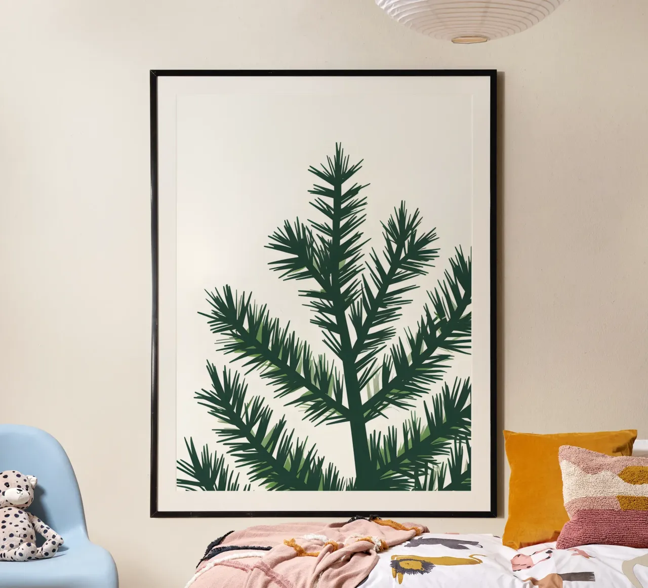Ramo dei pini poster con telaio in alluminio da The Green Room