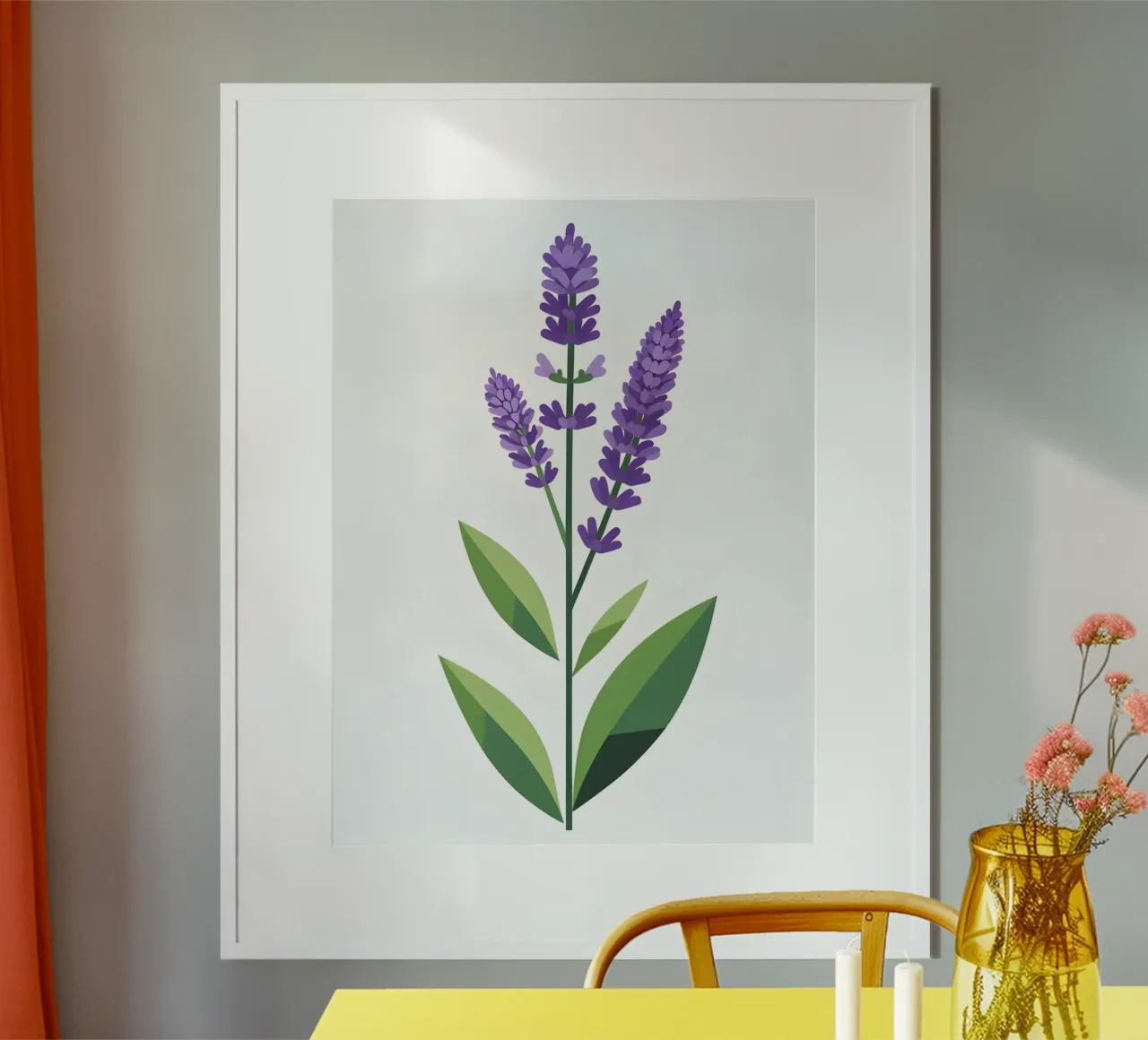 Stelo di lavanda poster con telaio in legno da The Green Room