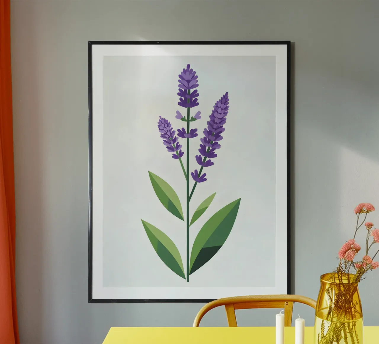 Stelo di lavanda poster con telaio in legno da The Green Room