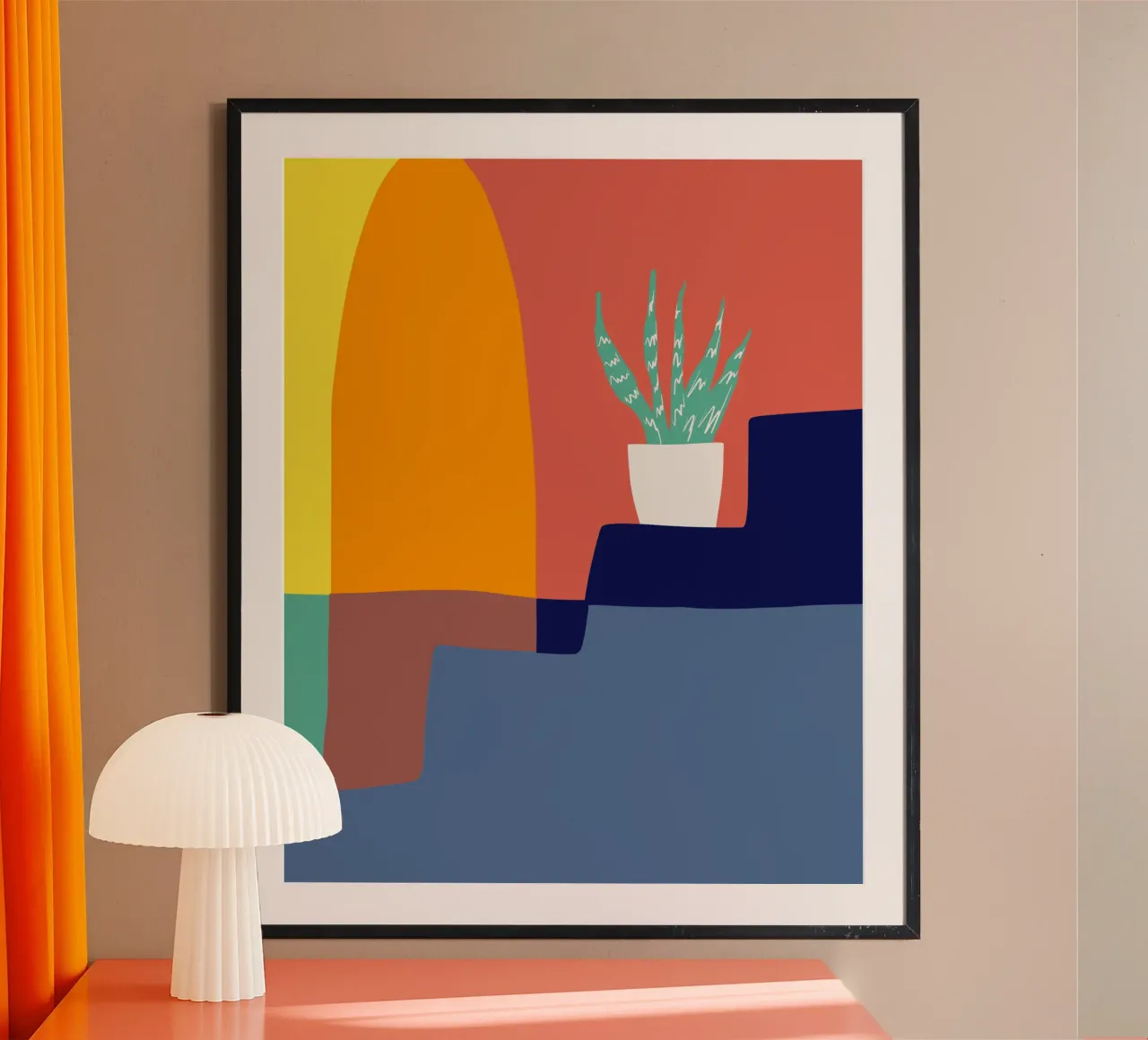 Tri color interior 02 poster con telaio in legno da Little Dean