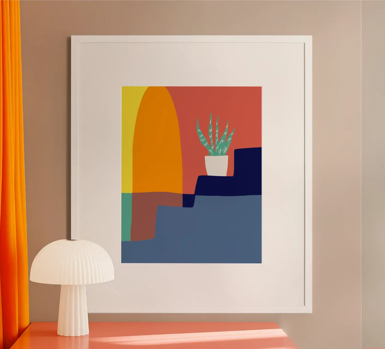 Tri color interior 02 poster con telaio in legno da Little Dean