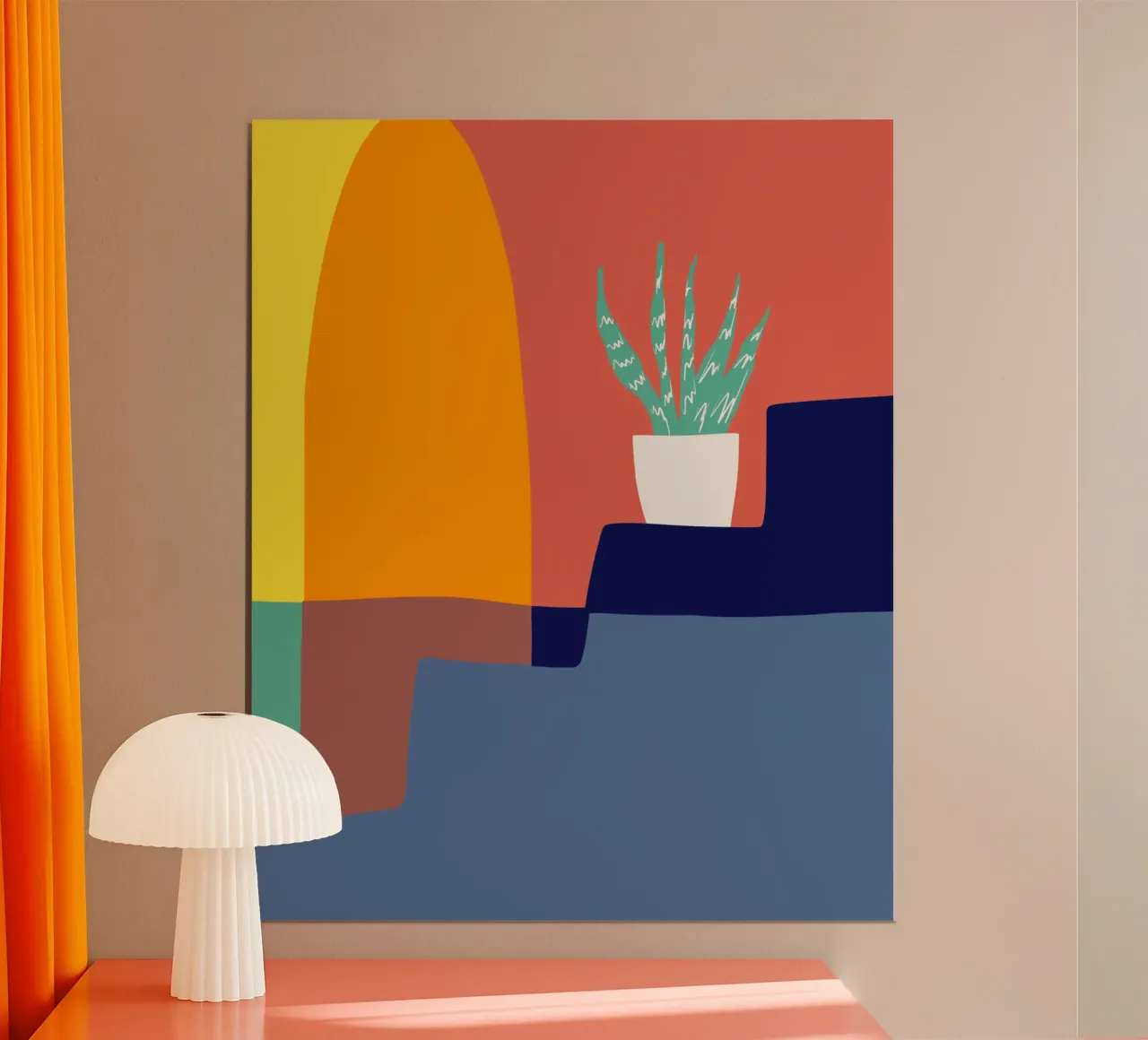 Tri color interior 02 poster con telaio in legno da Little Dean