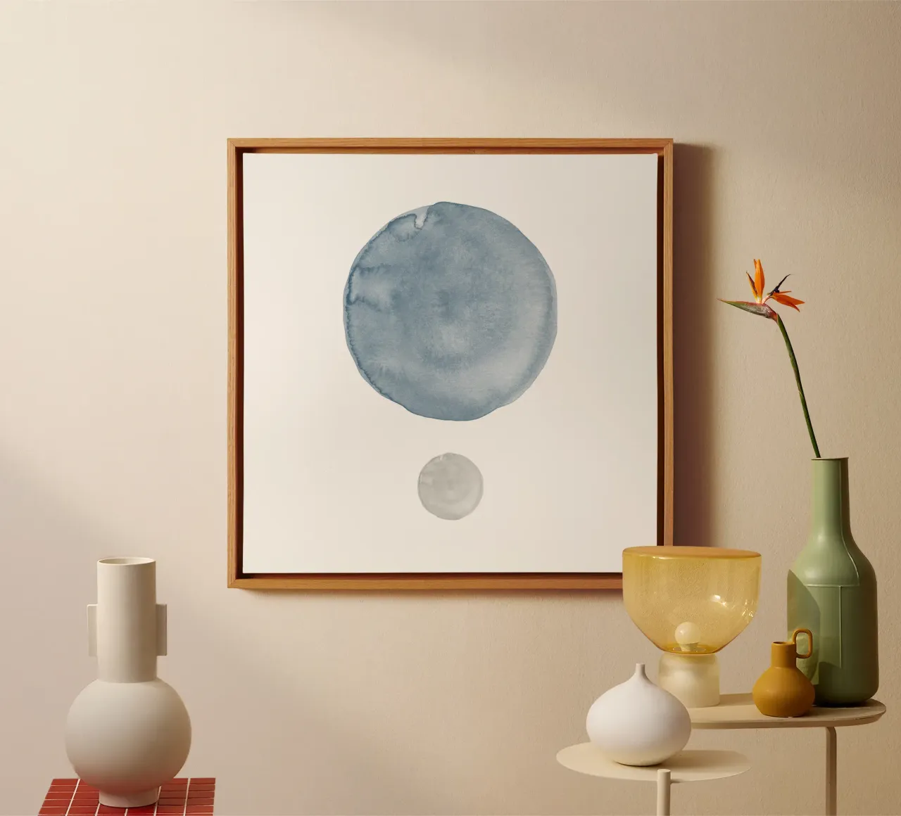Aarde en maan - Rustig minimalisme - Aardetinten canvas van pierosvisuals