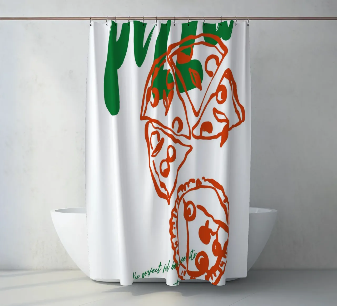 Boho Food 4 Pizza shower curtain by Boho Print Collection