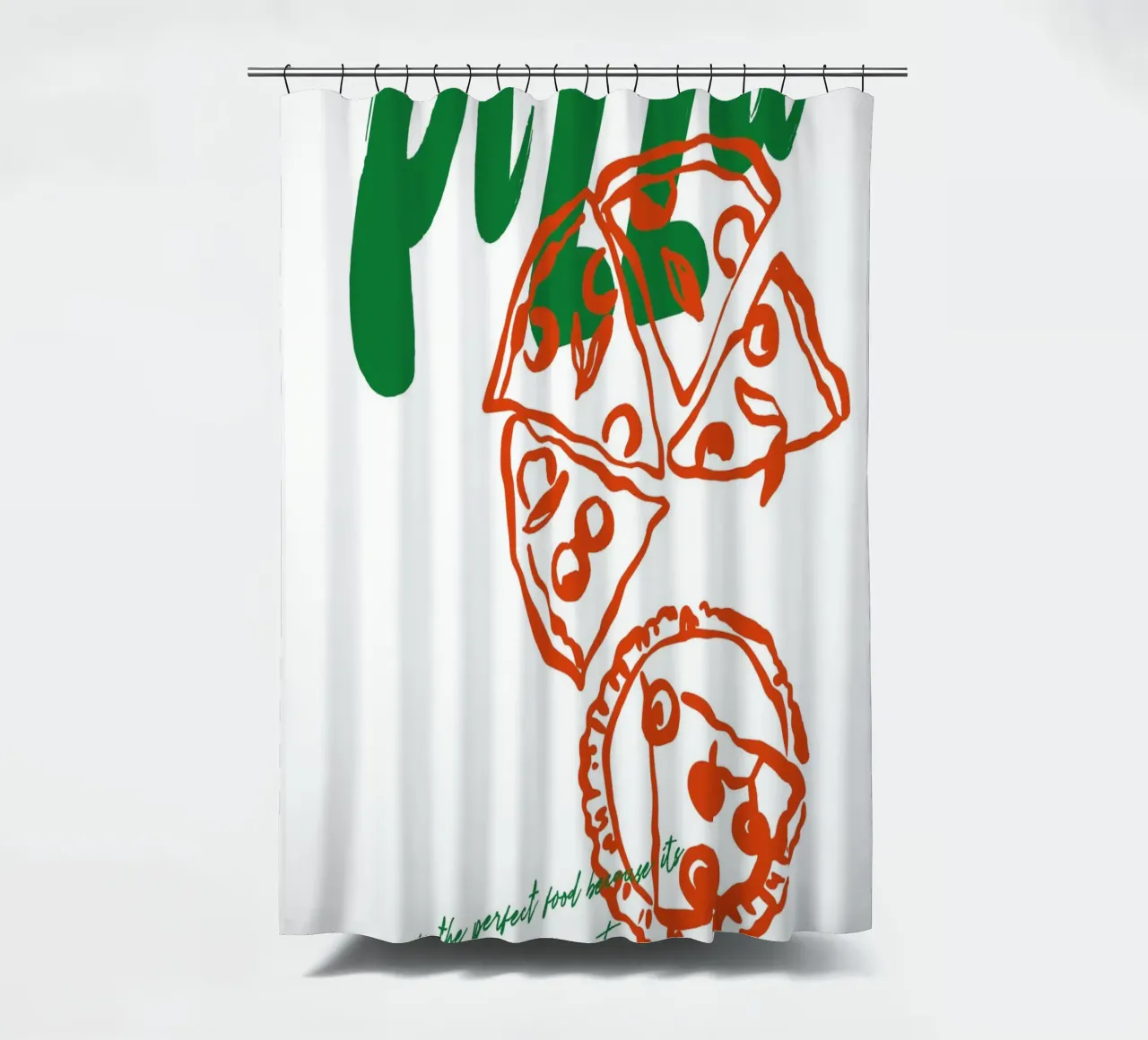 Boho Food 4 Pizza shower curtain by Boho Print Collection