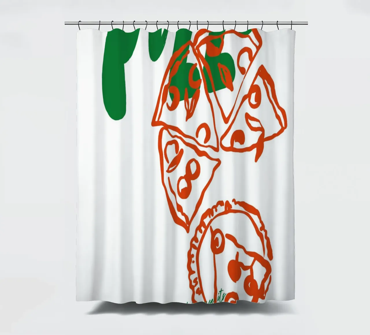 Boho Food 4 Pizza shower curtain by Boho Print Collection