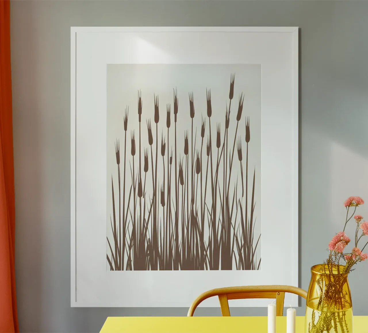 Erba di canna poster con telaio in alluminio da The Green Room