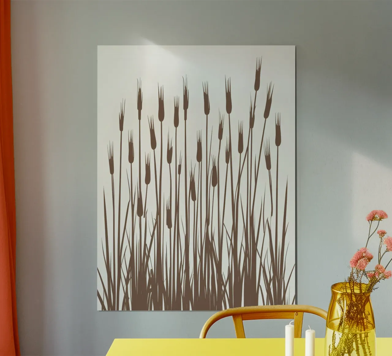 Erba di canna poster con telaio in alluminio da The Green Room