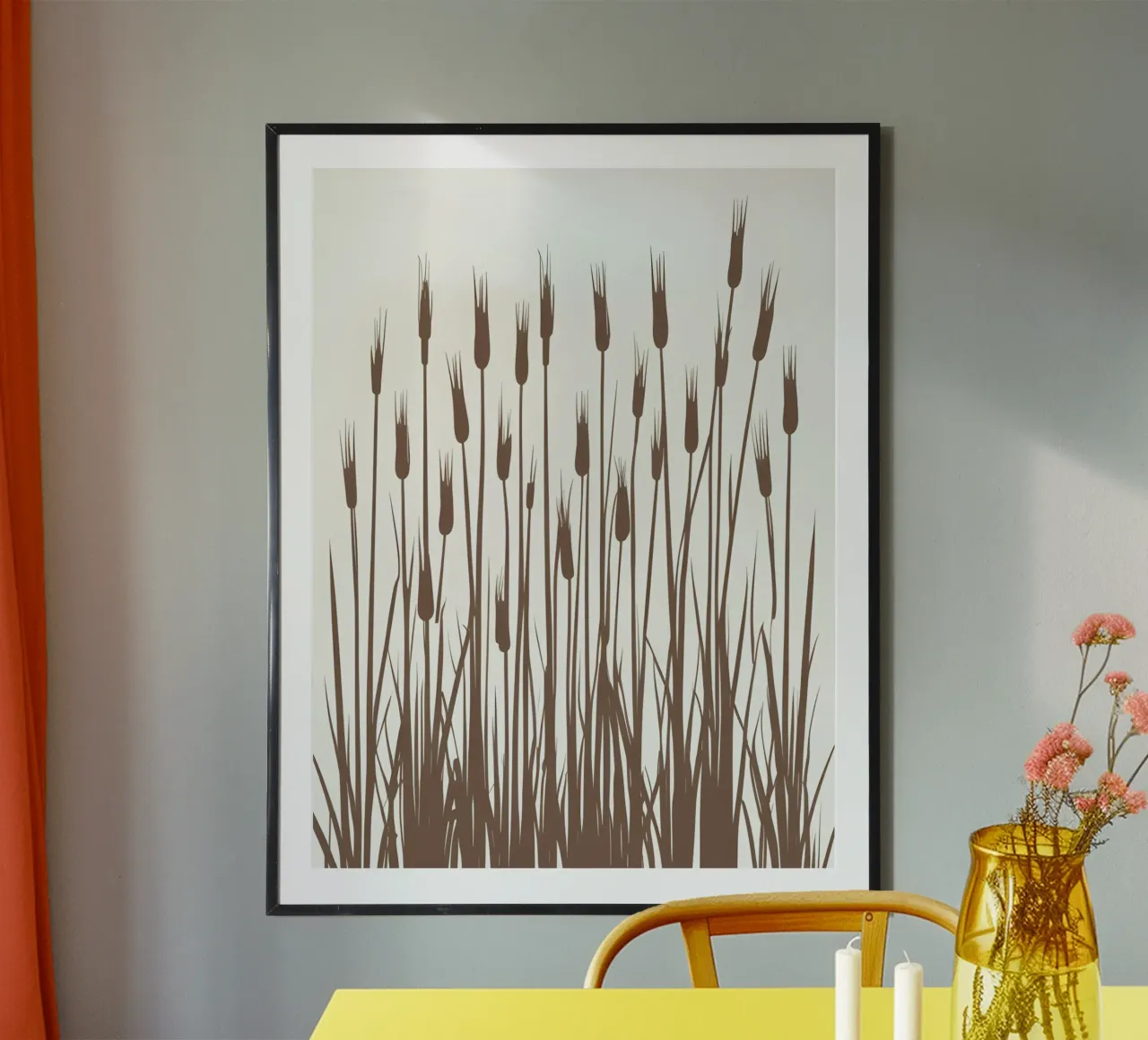 Erba di canna poster con telaio in alluminio da The Green Room