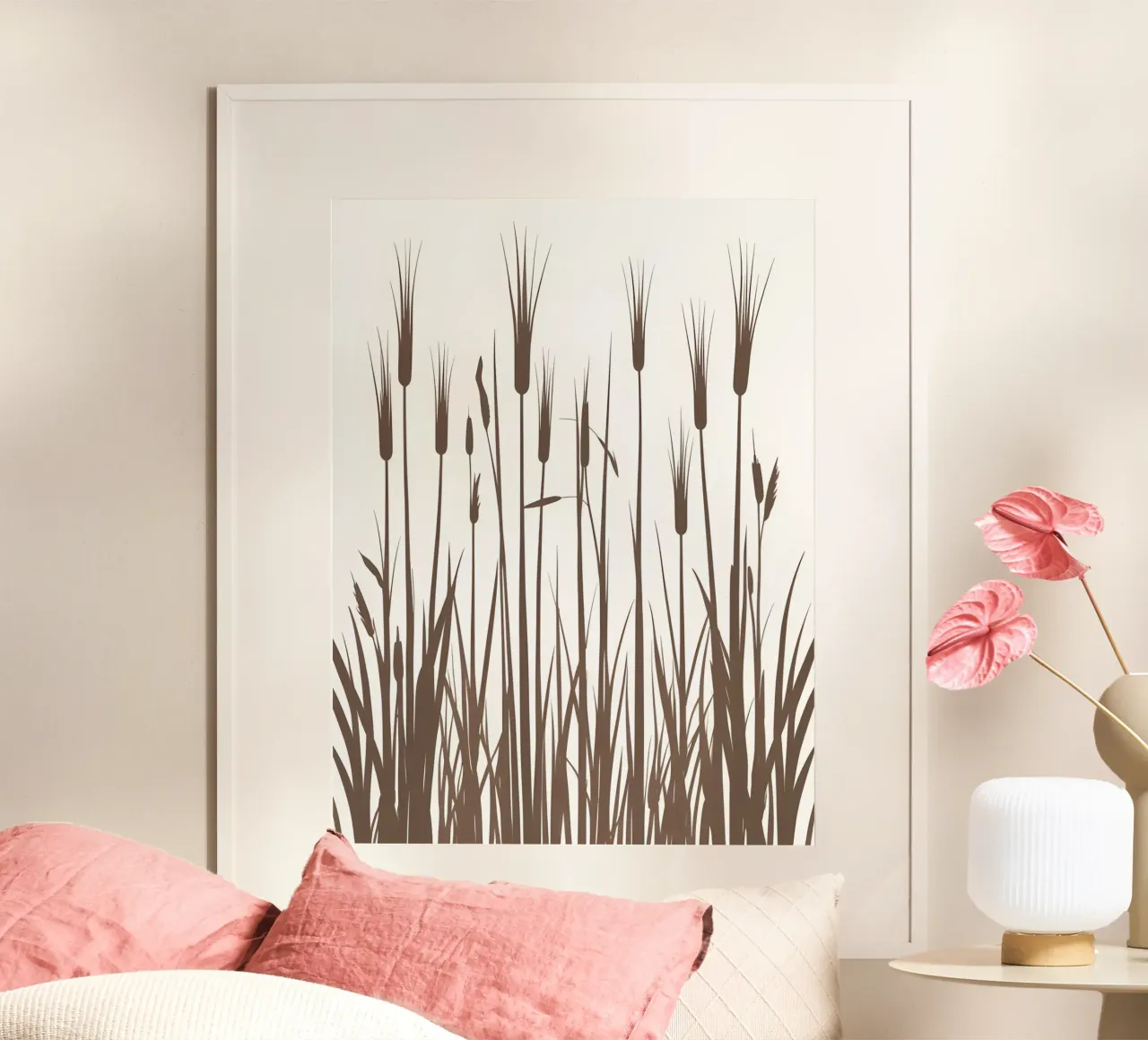 Erba di canna poster con telaio in alluminio da The Green Room