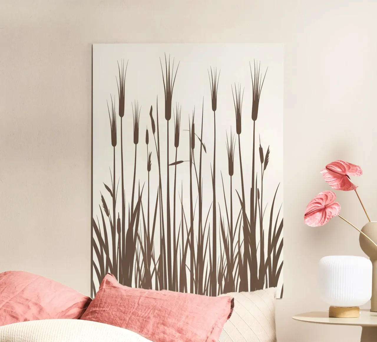 Erba di canna poster con telaio in alluminio da The Green Room