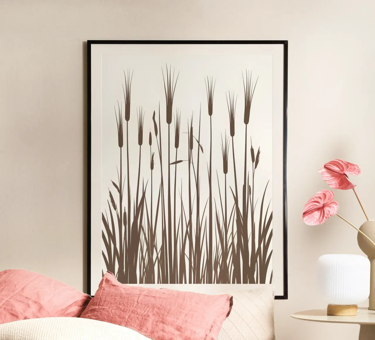 Erba di canna poster con telaio in alluminio da The Green Room
