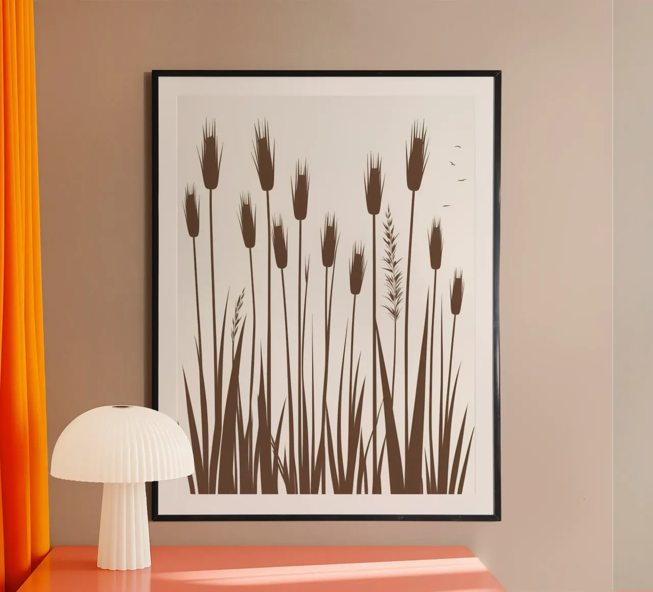 Erba di canna poster con telaio in alluminio da The Green Room