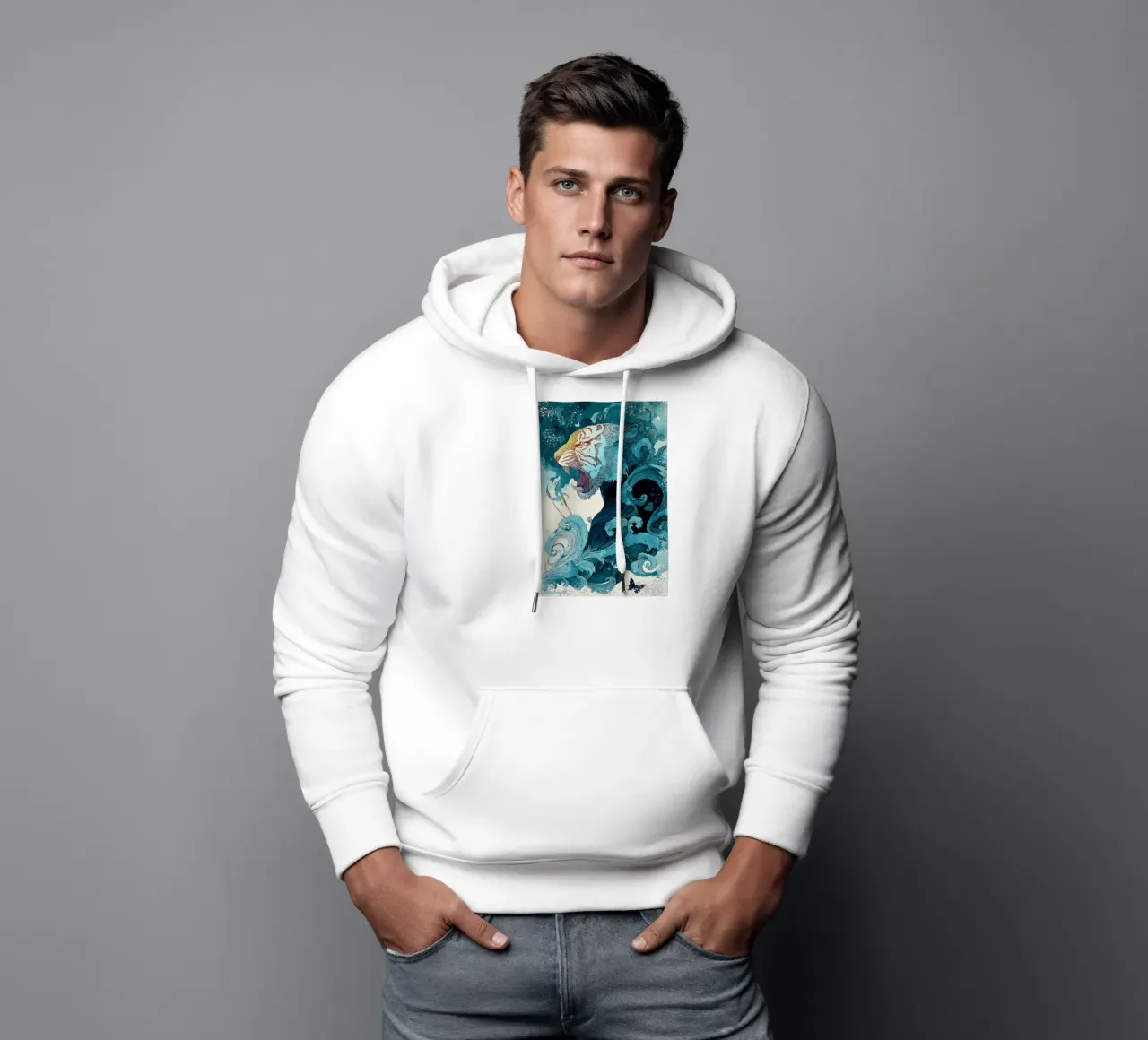 Roar of the Ocean felpa con cappuccio da Qimstudio