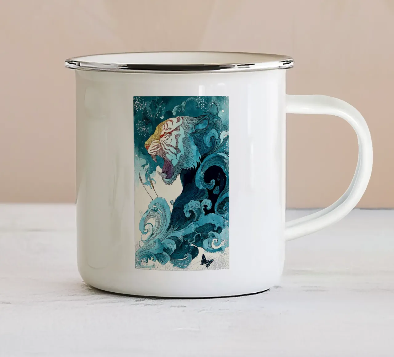 Roar of the Ocean tazza in smalto da Qimstudio