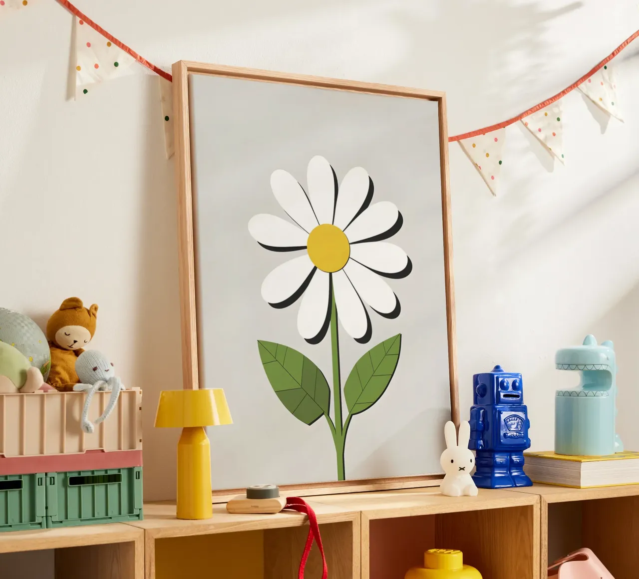 abstract madeliefje bloem canvas met Baklijst van The Green Room