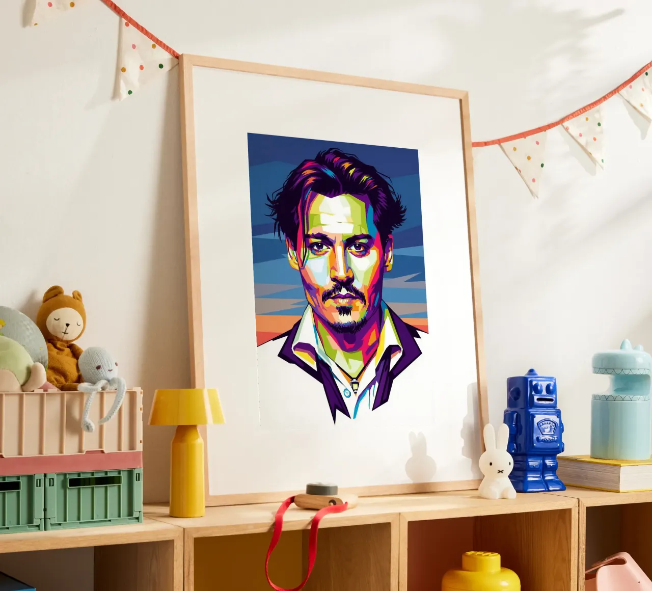 Johnny Depp - attore di Hollywood poster con telaio in legno da Hantamrata