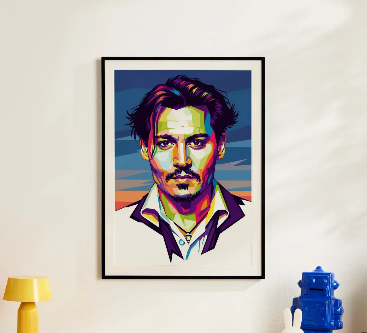 Johnny Depp - attore di Hollywood poster con telaio in legno da Hantamrata