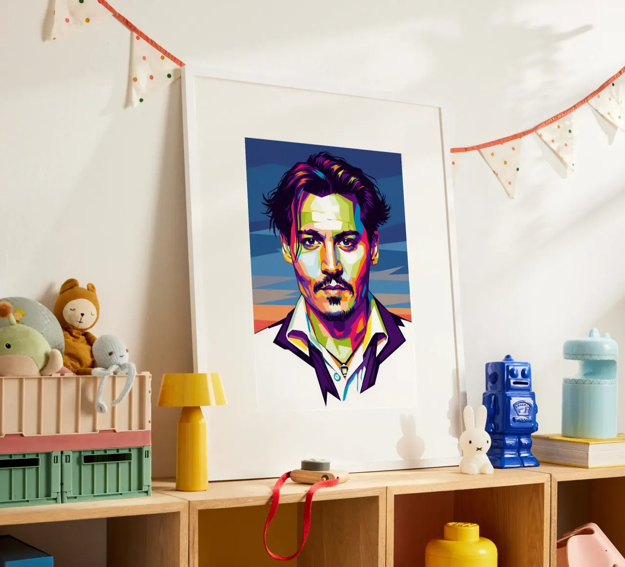 Johnny Depp - attore di Hollywood poster con telaio in legno da Hantamrata