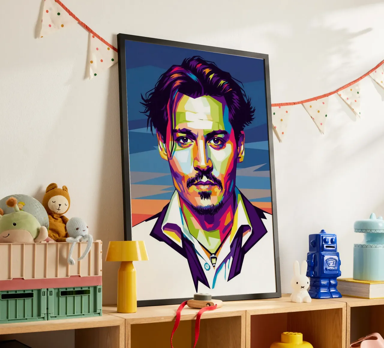Johnny Depp - attore di Hollywood poster con telaio in legno da Hantamrata