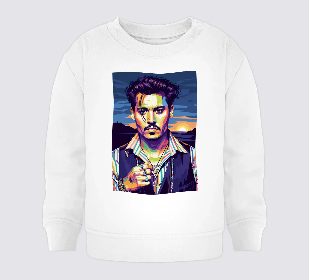 Johnny Depp con lo stile iconico felpa neonato da Hantamrata