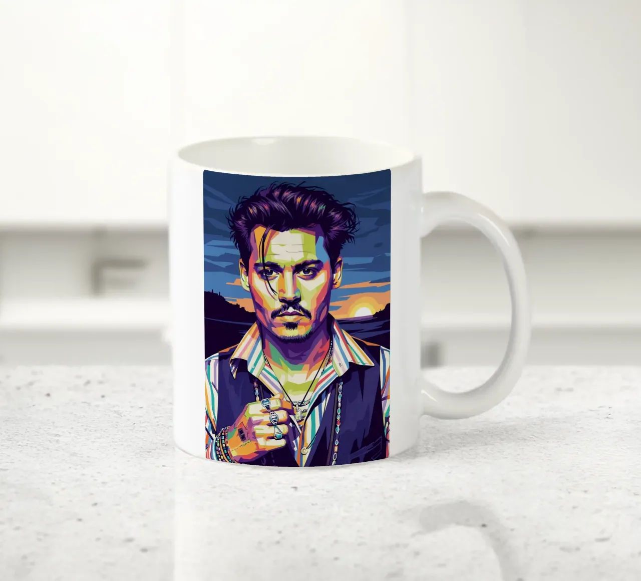 Johnny Depp con lo stile iconico tazza in ceramica da Hantamrata