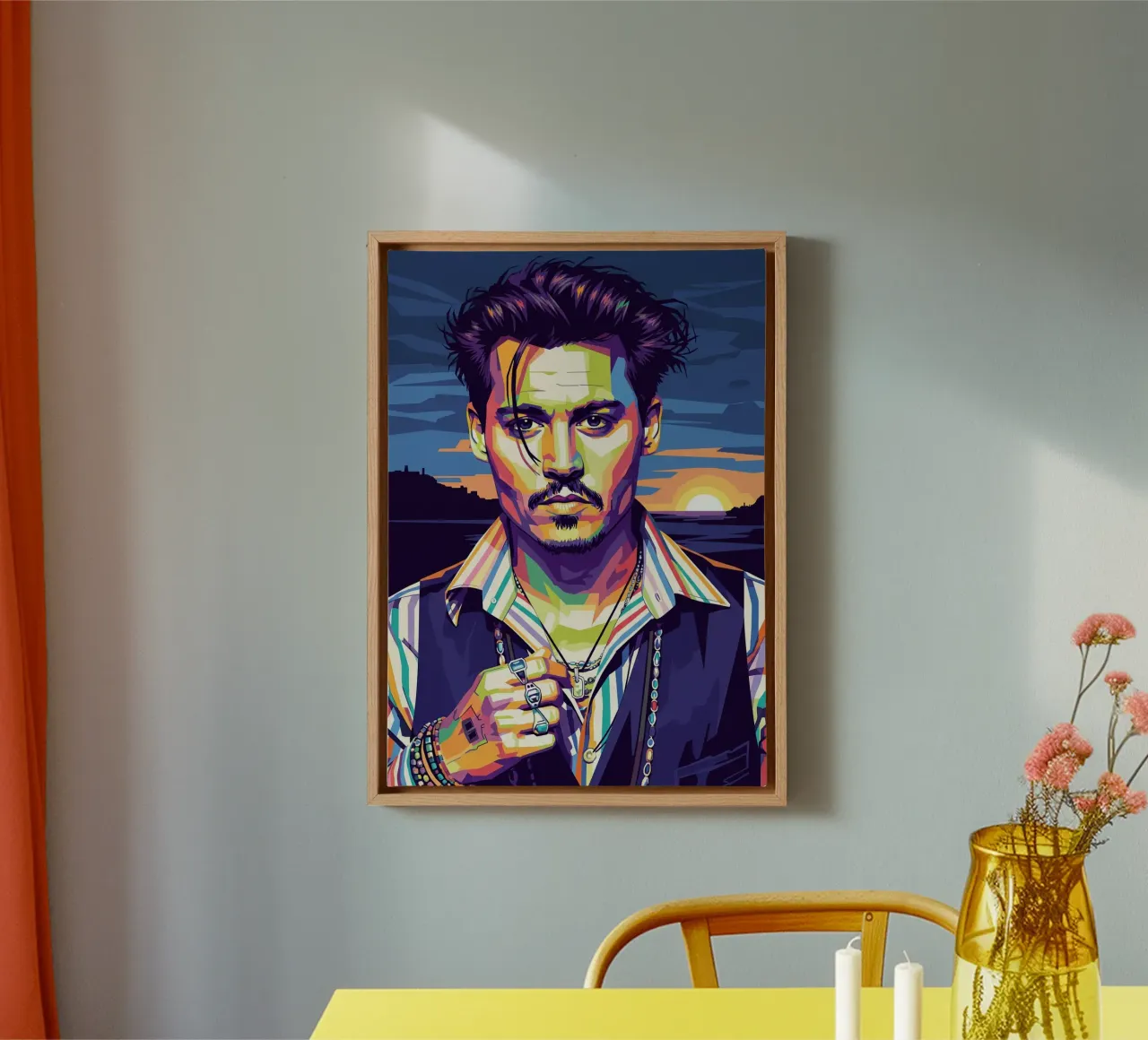 Johnny Depp con lo stile iconico tela con Cornice a cassetta da Hantamrata