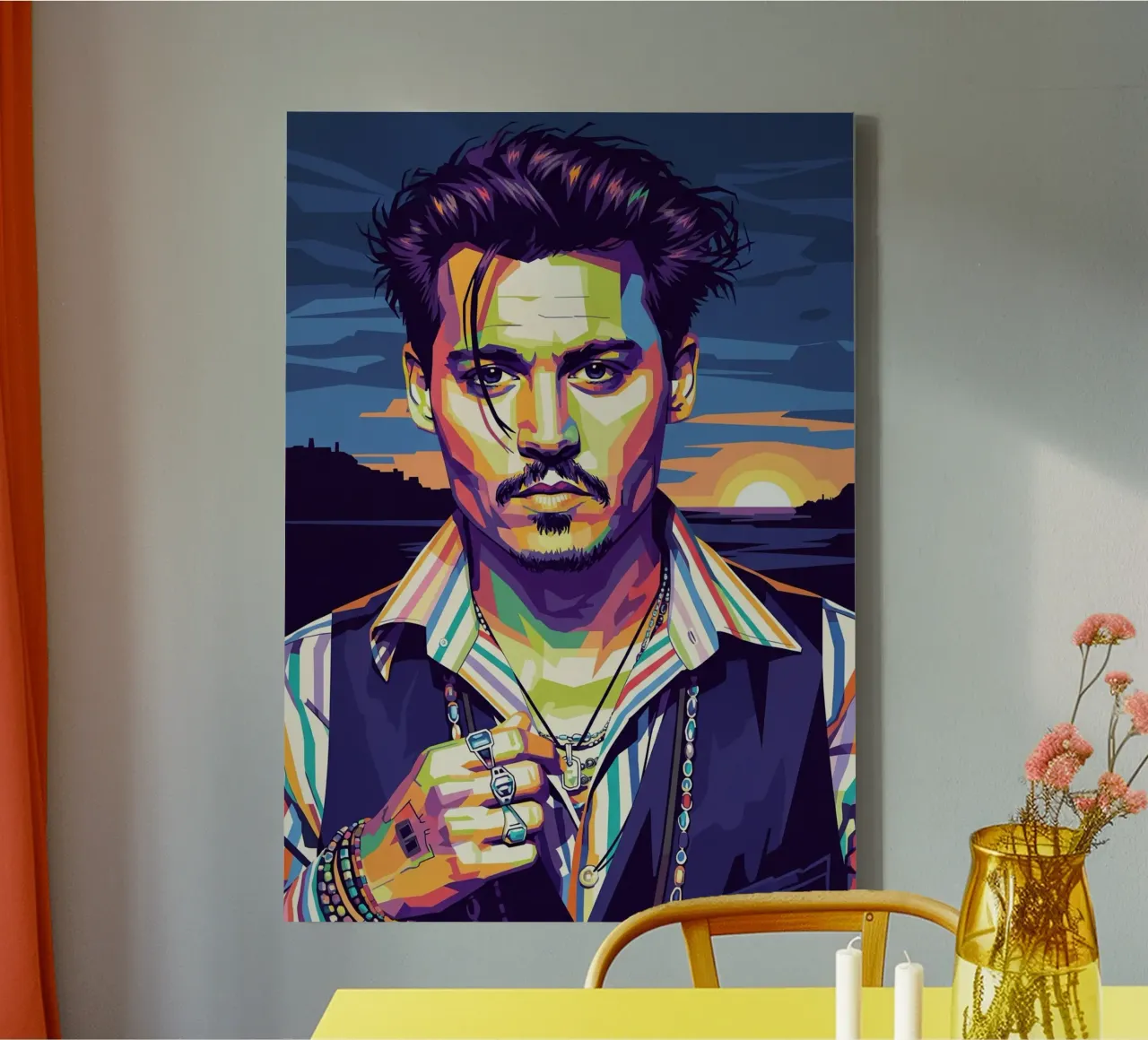 Johnny Depp con lo stile iconico tela con Cornice a cassetta da Hantamrata