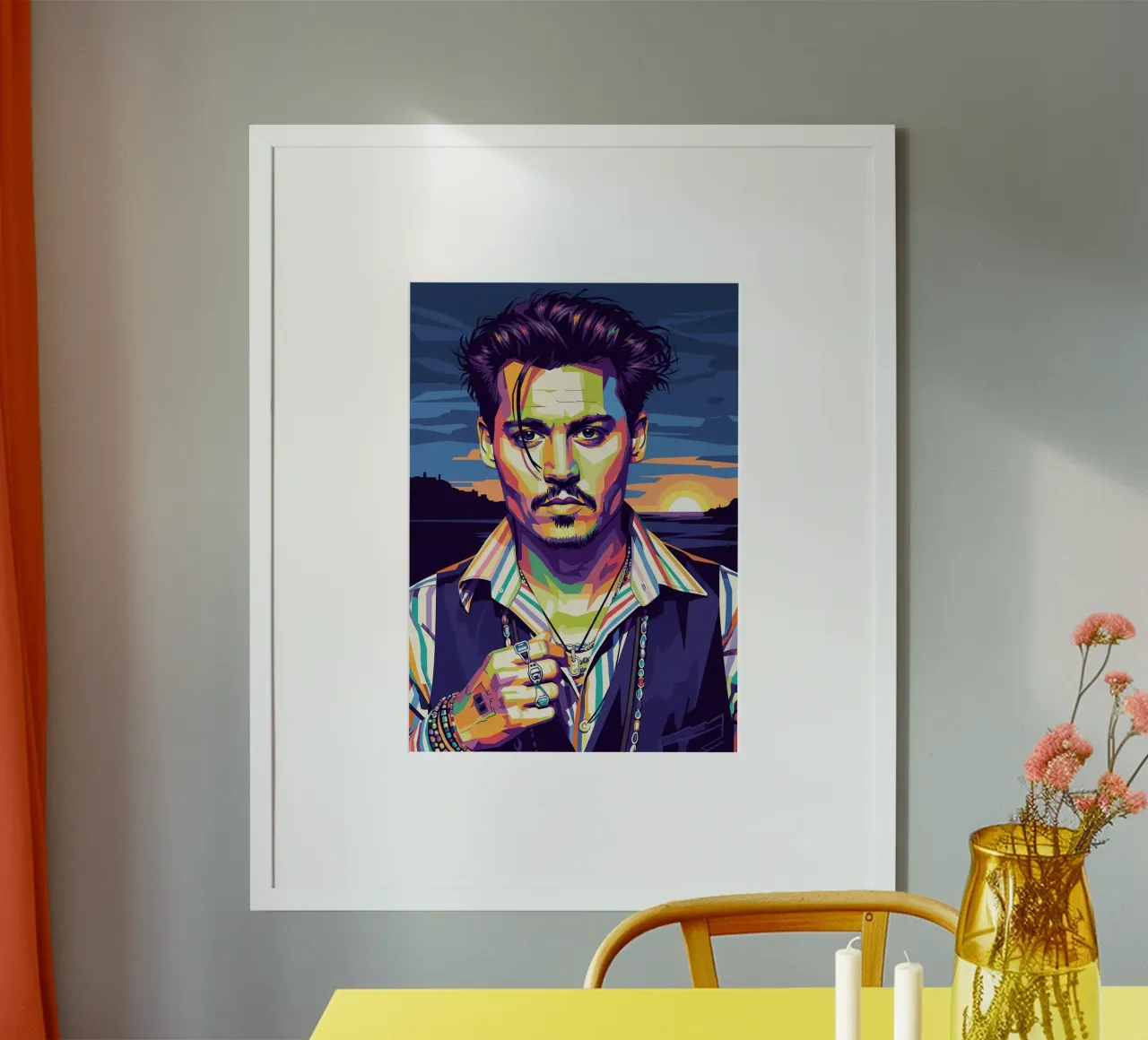 Johnny Depp con lo stile iconico poster con telaio in plastica da Hantamrata