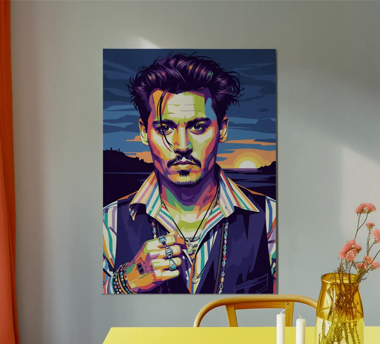 Johnny Depp con lo stile iconico poster con telaio in plastica da Hantamrata