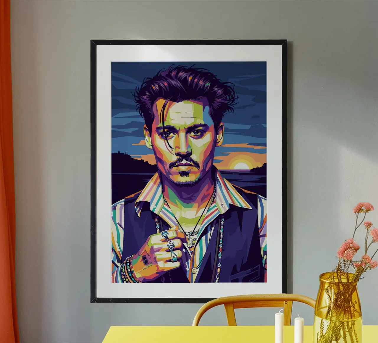 Johnny Depp con lo stile iconico poster con telaio in plastica da Hantamrata