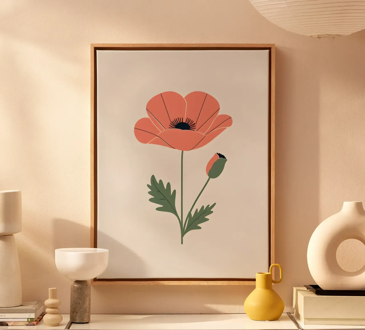Profilo di un singolo fiore di papavero tela con Cornice a cassetta da The Green Room