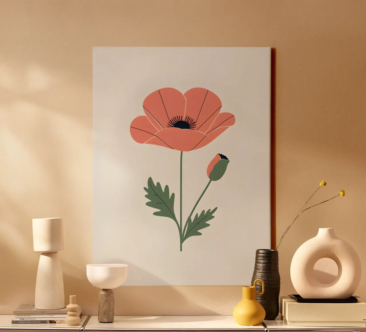 Profilo di un singolo fiore di papavero tela con Cornice a cassetta da The Green Room