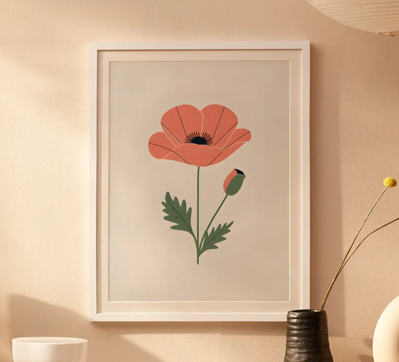Profilo di un singolo fiore di papavero poster con telaio in alluminio da The Green Room