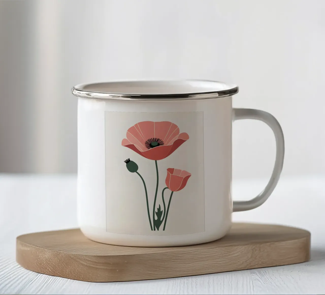Profilo di un singolo fiore di papavero tazza in smalto da Botanical Gallery