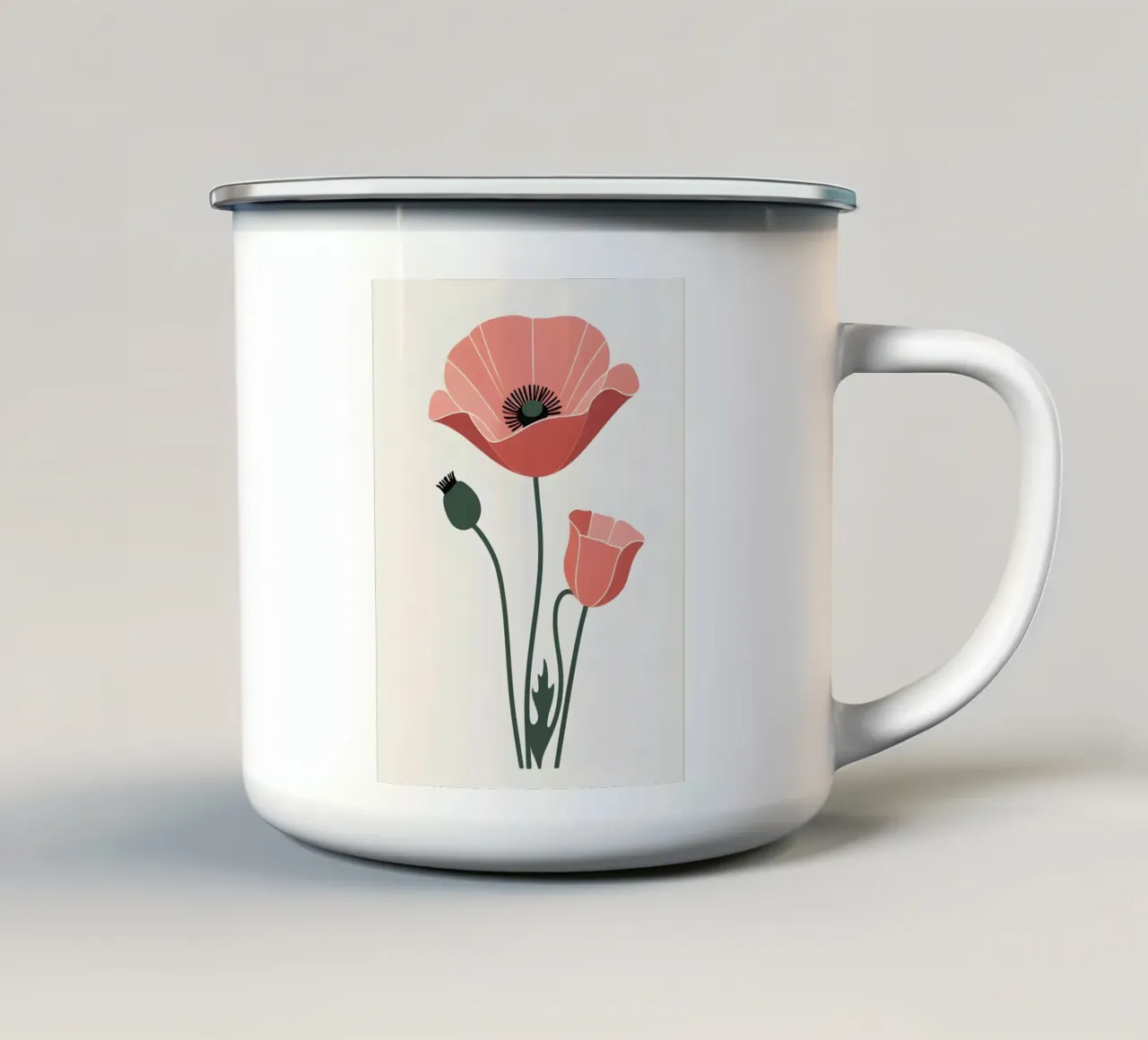 Profilo di un singolo fiore di papavero tazza in smalto da Botanical Gallery