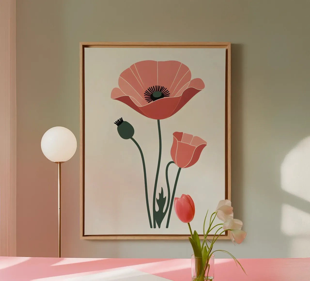 Omtrek van enkele klaproosbloem canvas met Baklijst van The Green Room