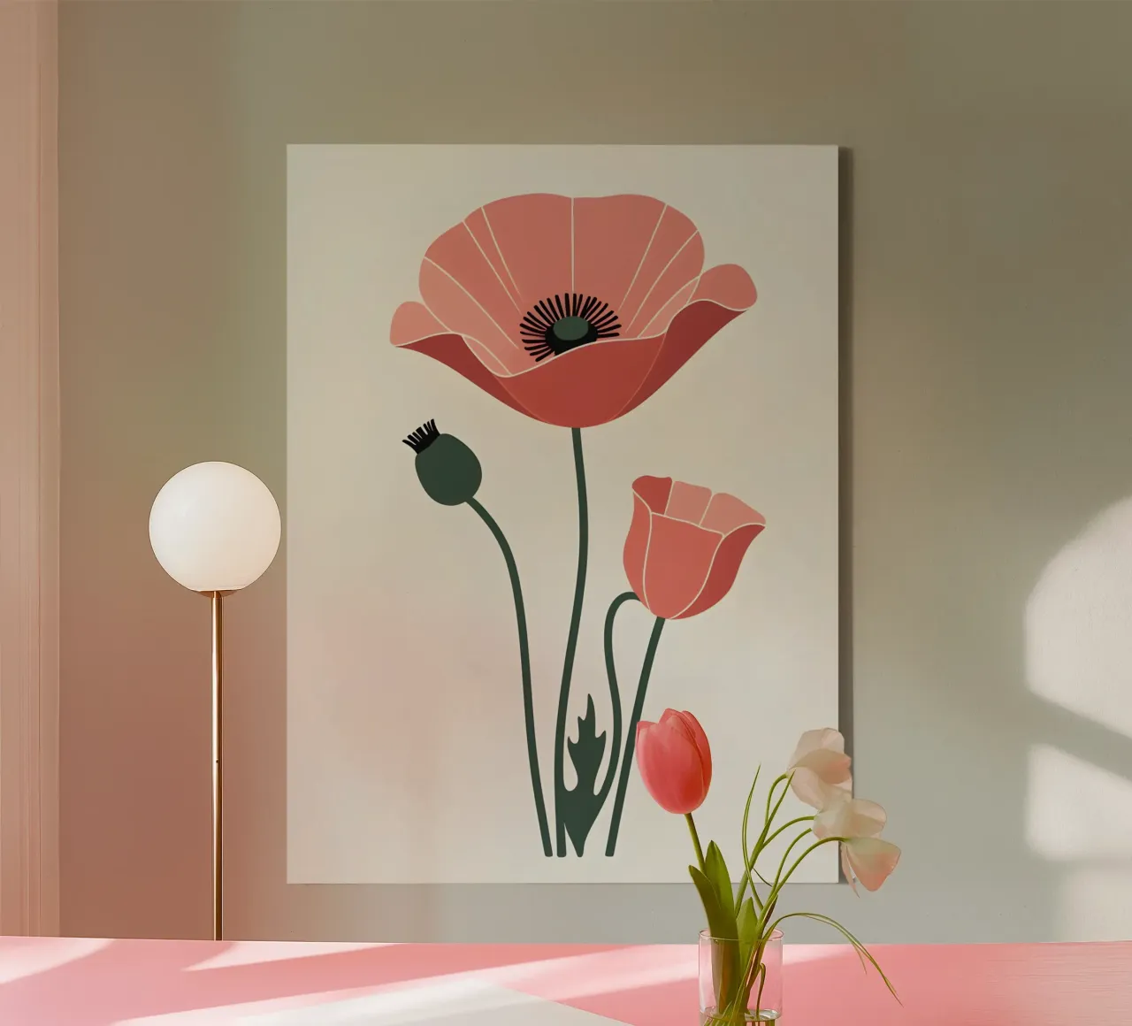 Omtrek van enkele klaproosbloem canvas met Baklijst van The Green Room
