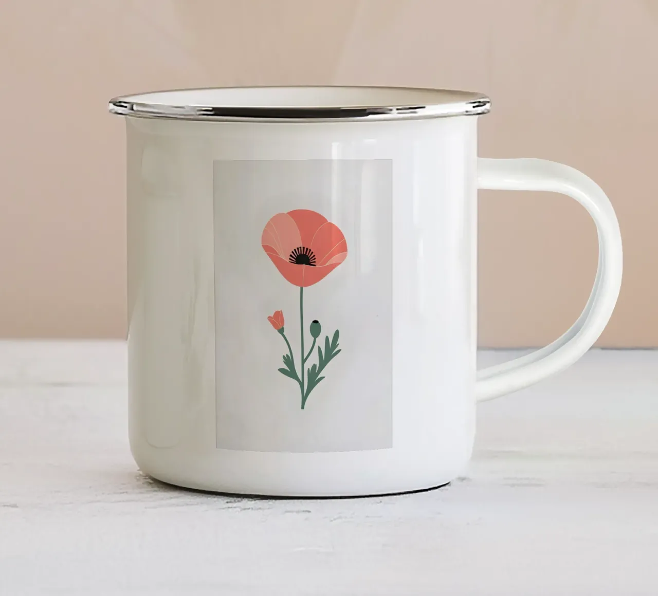 Profilo di un singolo fiore di papavero tazza in smalto da Botanical Gallery