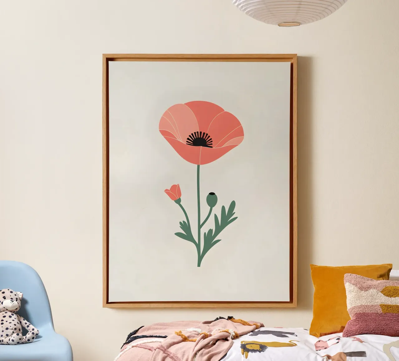 Omtrek van enkele klaproosbloem canvas met Baklijst van The Green Room