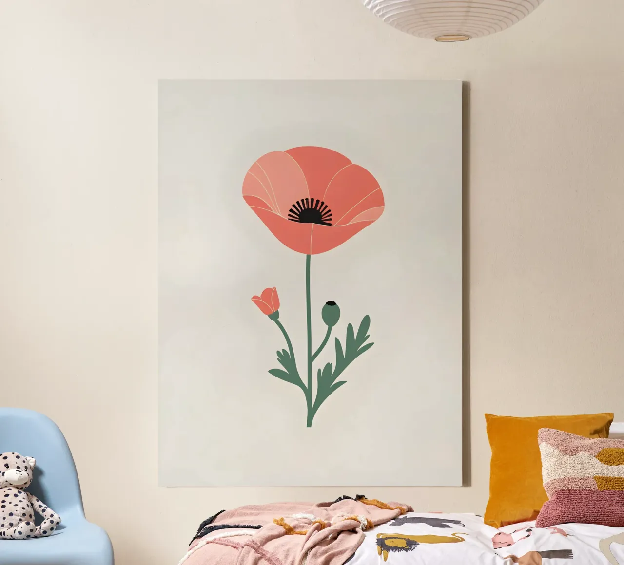 Omtrek van enkele klaproosbloem canvas met Baklijst van The Green Room