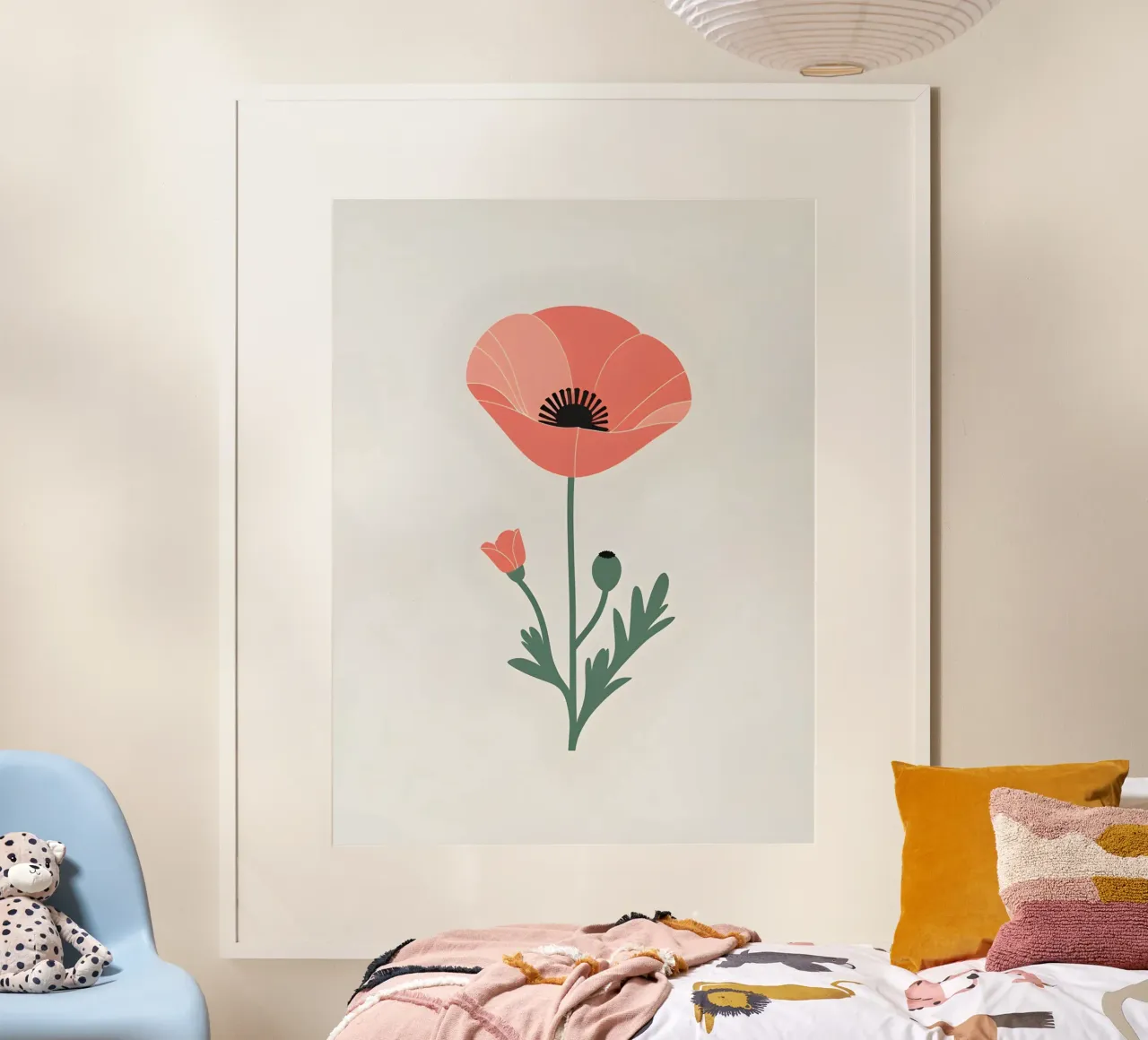 Profilo di un singolo fiore di papavero poster con telaio in plastica da The Green Room