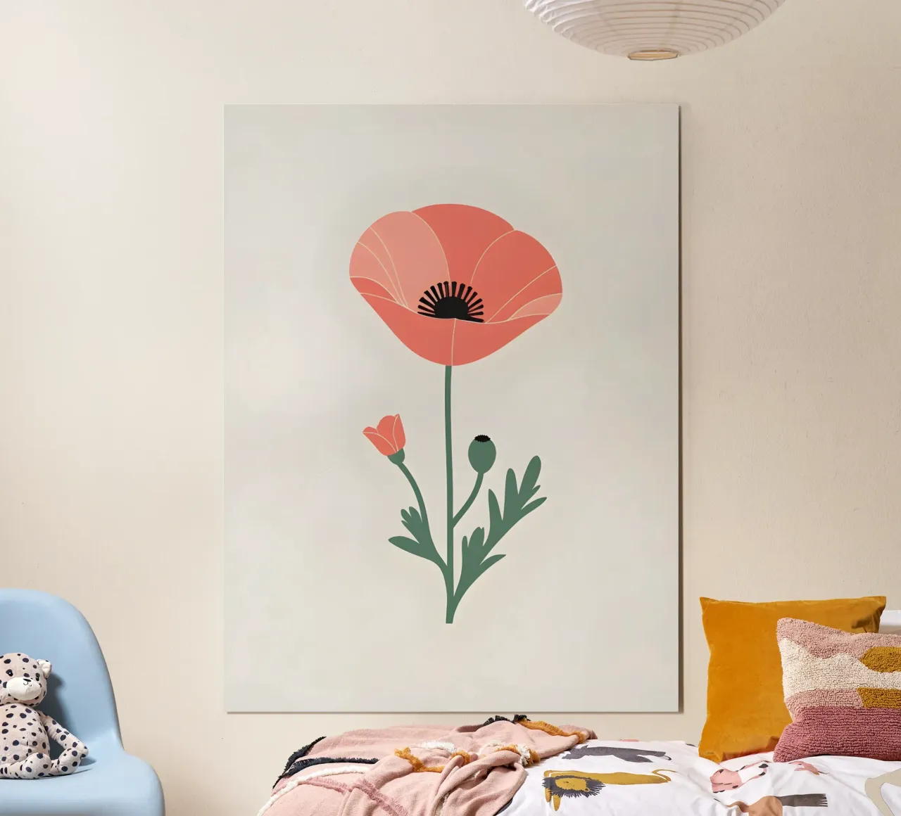 Profilo di un singolo fiore di papavero poster con telaio in plastica da The Green Room