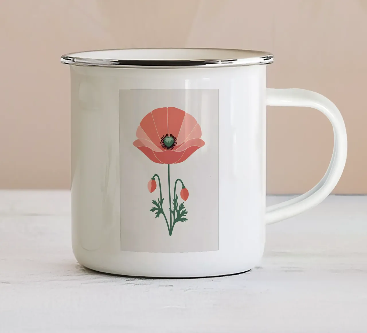 Profilo di un singolo fiore di papavero tazza in smalto da Botanical Gallery