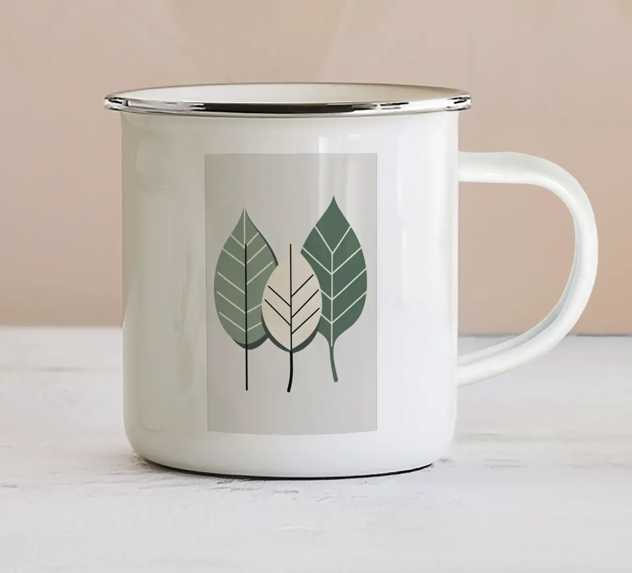 Composizione a tre foglie tazza in smalto da Botanical Gallery