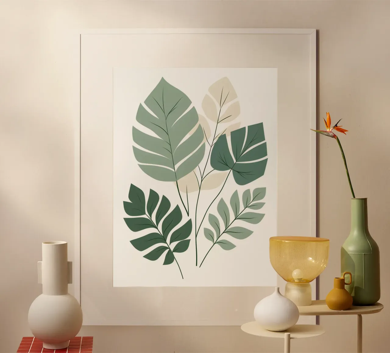 Composizione a tre foglie poster con telaio in alluminio da The Green Room