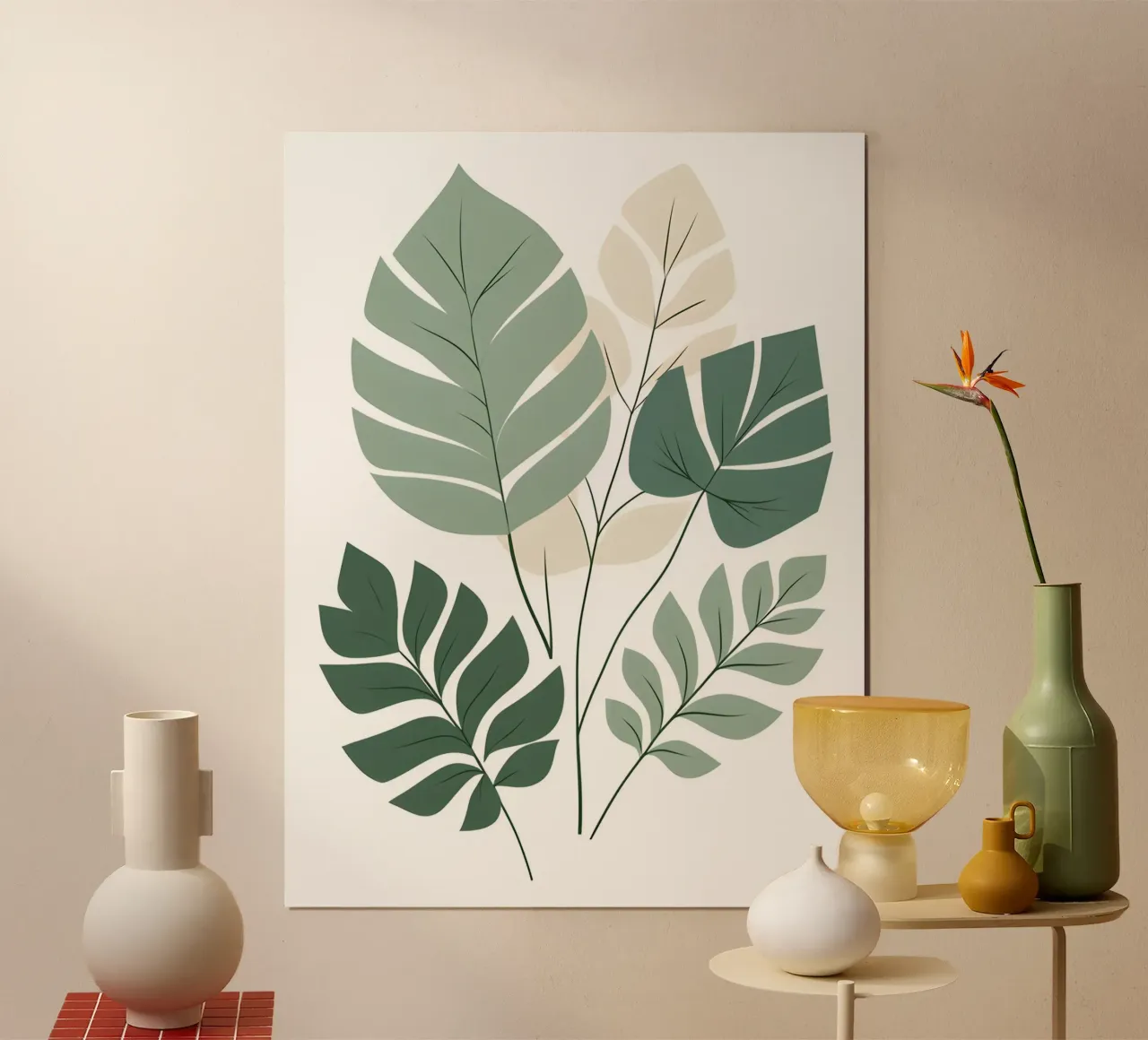 Composizione a tre foglie poster con telaio in alluminio da The Green Room